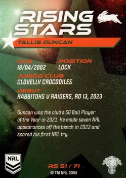 2024 NRL Traders Titanium - Rising Stars #RS51 Tallis Duncan Back